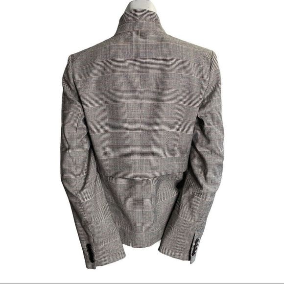 Veronica Beard Black White Red Wool Blend Houndstooth Blazer Size 12 - Picture 3 of 8